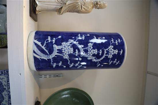 A Chinese blue and white stick stand, c.1900, H. 47cm